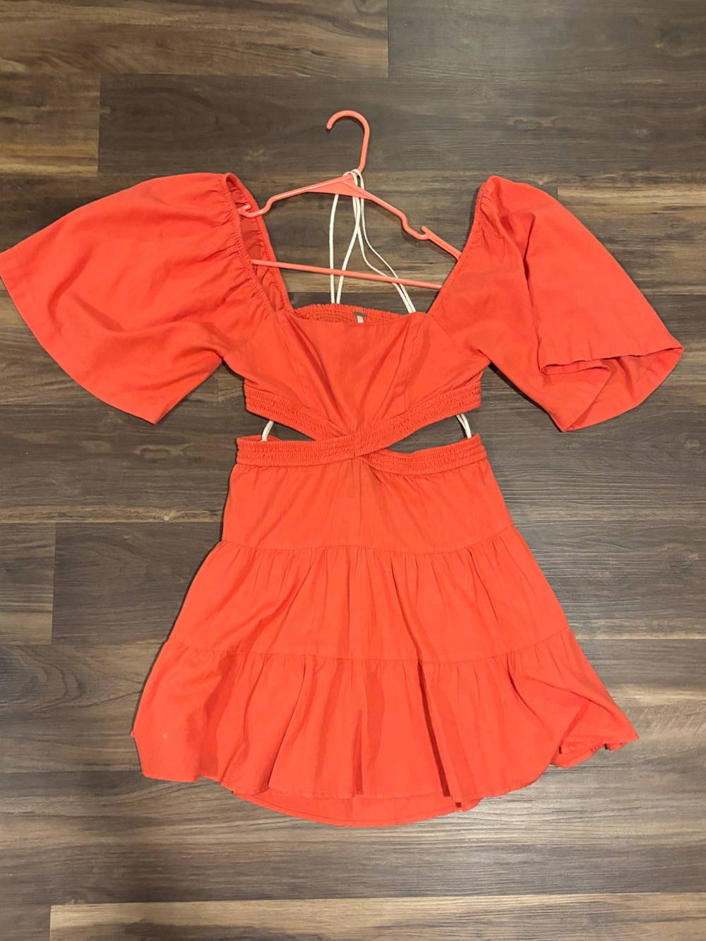 Free People Bright Coral Tiered Dress